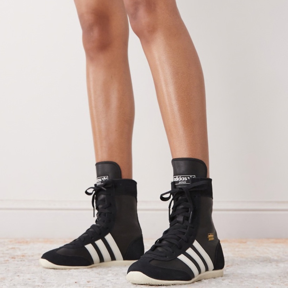 NEW Adidas Women's Japan H Shoes Black and White High-Top Sneakers